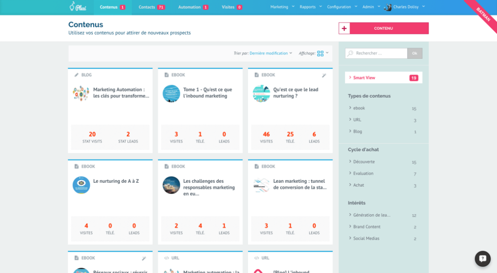inbound marketing gestion de contenus avec Plezi